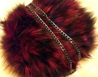 Red colored Silver Fox Fur Bag! Order it in Any color!Brand New Real Natural Genuine Fur