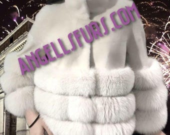 REX and FOX FUR jacket!Brand New Real Natural Genuine Fur!