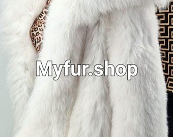 WHITE FOX Jacket with wide collar!Fullpelts Brand New Real Natural Genuine Fur!