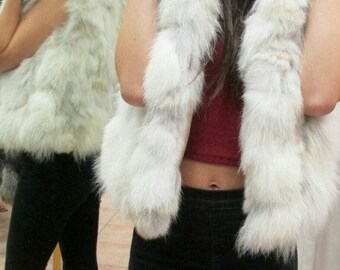 HOODED FOX Fur short vest!Brand New Real Natural Genuine Fur!