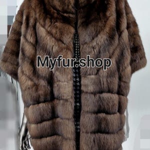 SABLE FUR Long Cape Vest style,One size!Brand New Real Natural Genuine Fur!