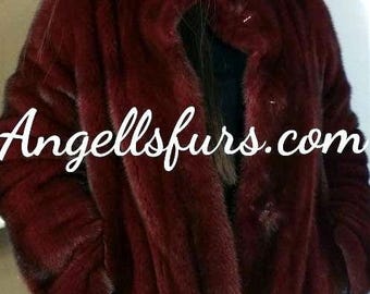 MINK FULLPELTS jacket in Wine BORDEAUX Color!Order Any color!Brand New Real Natural Genuine Fur!