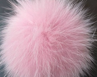 THREE PINK FOX Pom Keychains!Brand New Real Natural Genuine Fur!