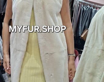 LONG MINK Fullpelts Vest!Order Any color!Brand New Real Natural Genuine Fur!