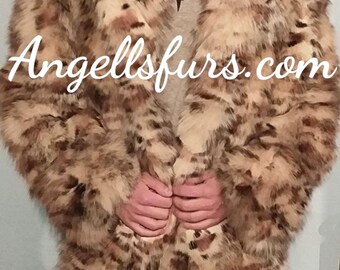 MEN'S ANIMAL PRINT Fox Fur Coat!Brand New Real Natural Genuine Fur!