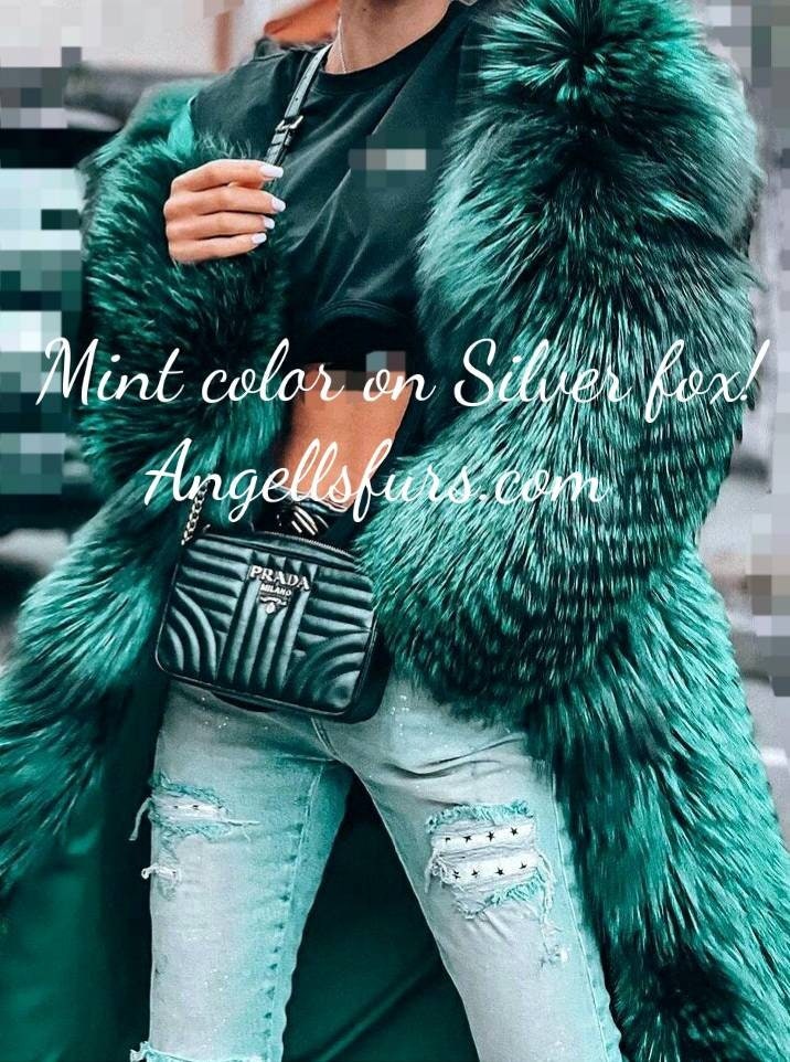 Luxury Men Real Full Pet Silver Fox Fur Overcoat Natural Fur Shawl Collar  Jacket