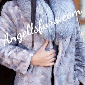 MINK FUR Jacket with Fox collar!Brand New Real Natural Genuine Fur
