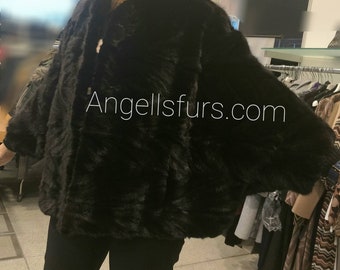 MINK FUR CAPE One Size!Brand New Real Natural Genuine Fur!