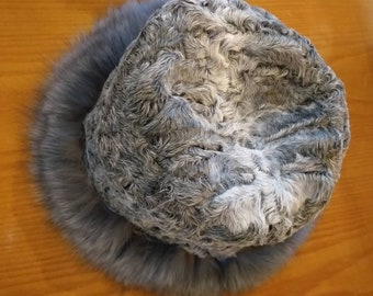 ASTRAGAN FUR HAT with Fox!Brand New Real Natural Genuine Fur!