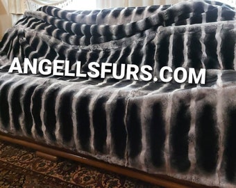 KINGSIZE REAL FUR Throw Blanket!Brand New Natural Fullpelts Fur Throw in Beautiful colors!