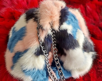 MULTICOLOR MINK FUR Bag!Order Any color!Brand New Real Natural Genuine Fur!