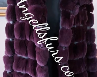 HOODED REX FUR Coat!Amazing color Brand New Natural Real Genuine Fur Coat!