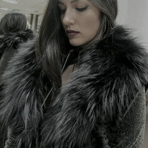 BLACK FOX COLLAR!Brandneuer echter natürlicher Pelz!