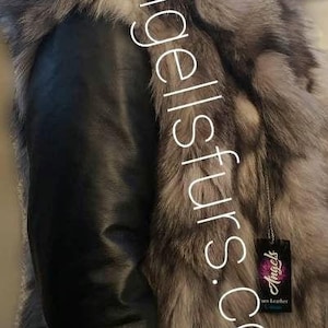 MEN&#39;S HOODED SILVER Fox Fur with Detachable Real Leather sleeves!Jacket And Vest! Brand New Real Natural Genuine Fur!