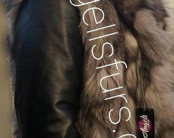 MEN'S HOODED SILVER Fox Fur with Detachable Real Leather sleeves!Jacket And Vest! Brand New Real Natural Genuine Fur!