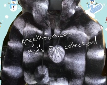 KID'S REX HOODED Bomber! Brand New Natural Real Fur!