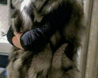 LONG SILVER FOX Fur Vest!Brand New Real Natural Genuine Fur!