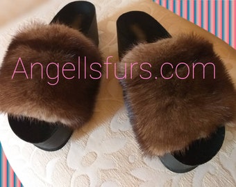 MINK FUR PLATFORMS!Brand New Real Natural Genuine Fur!