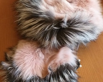 PINK and Silver FOX SCARF! Order in Any color combinations!Brand New Real Natural Genuine Fur!