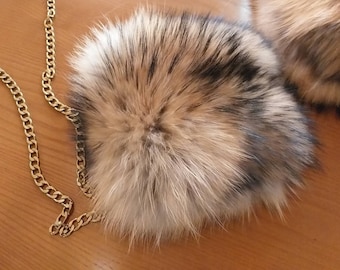 Finn RACCOON Crossbody Bag!Brand New Real Natural Genuine Fur