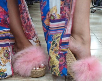 New Real Beautiful PINK color FOX Fur PLATFORMS!