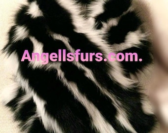 BLACK and WHITE FOX collar-Scarf! Unisex!Brand New Real Natural Genuine Fur!