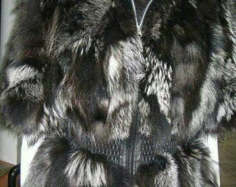 New,Natural Real SILVER Fox Fur jacket!