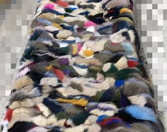 FUR For HOME!Brand New, Real,Natural MULTICOLOR Fox Fur Throw-Blanket!