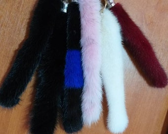 MINK KEYCHAINS in Tail shape and in Many Beautiful colors!Brand New Real Natural Genuine Fur!
