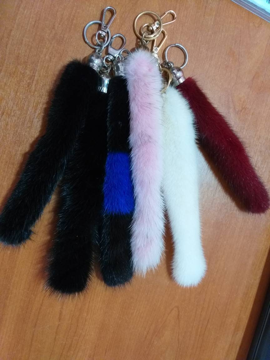 MINK KEYCHAINS in Tail shape and in Many Beautiful colors!Brand New Real Natural Genuine Fur!