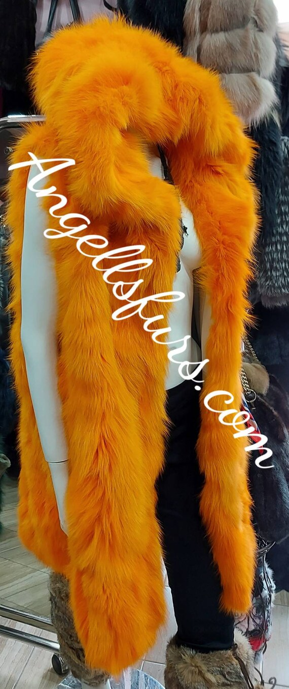 Orange fur vest sale