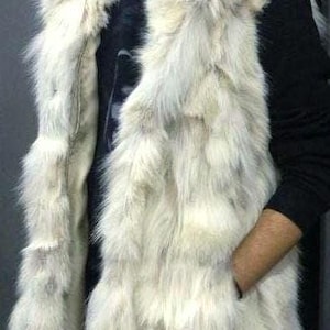 MEN&#39;S!New HOODED Real Natural Fox Fur Vest! Order in ANY color!