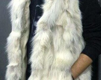 MEN'S!New HOODED Real Natural Fox Fur Vest! Order in ANY color!