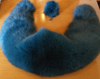 New!!!Natural Real Amazing Blue color Fullskin Fox fur collar!