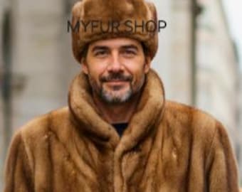 MEN'S MINK TRAPPER Hat!Order Any color!Brand New Real Natural Genuine Fur !