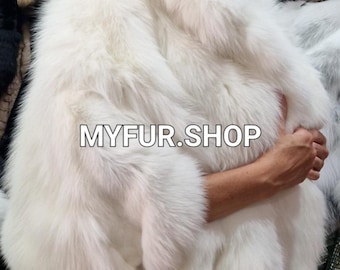 HOODED FOX Short Fur cape!Brand New Real Natural Genuine Fur!