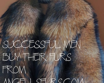MEN'S FINN RACCOON Coat with Big Collar!Brand New Real Natural Genuine Fur!