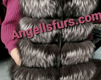 SILVER FOX Fur Vest! Order Any color!Brand New Real Natural Genuine Fur