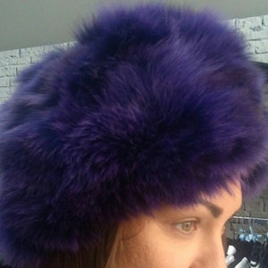 PURPLE FOX Fur HAT!Brand New Real Natural Genuine Fur!