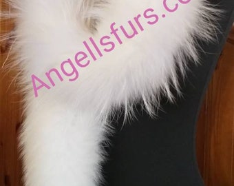 New!Natural Real Fluffy Long Creamy white Fox  scarf!