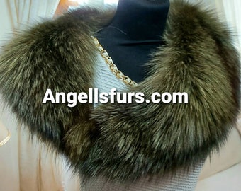 FOX collar in AMAZING COLOR!Brand New Real Natural Genuine Fur!