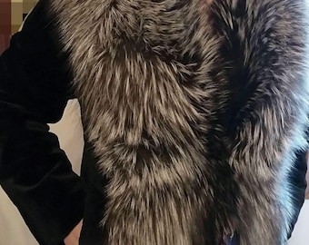 REX Fur with Silver Fox Collar!Brand New Natural Real Genuine Fur