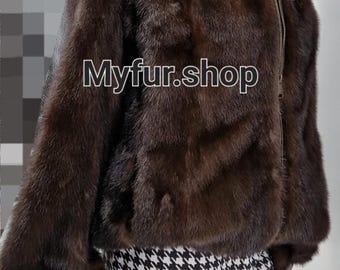 ON SALE! MINK Bomber Fur!Brand New Real Natural Genuine Fur!