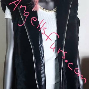 HOODED LONG Sheared MINK Fur Vest!Brand New Real Natural Genuine Fur!