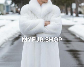 MEN'S WHITE FOX Coat!Order Any Color!Brand New Real Natural Genuine Fur!