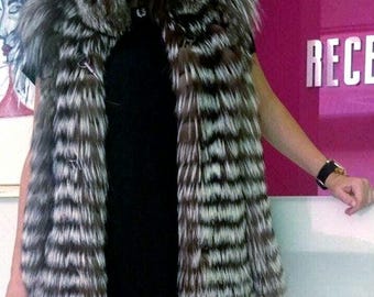 SILVER FOX FUR Vest!Brand New Real Natural Genuine Fur!