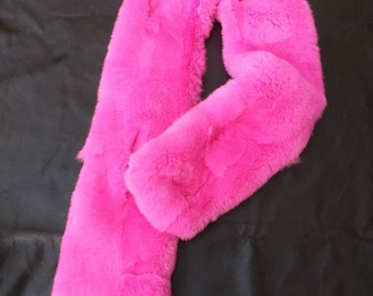 MAGENTA color REX Scarf!Unisex,Order Any Color!Brand New Real Natural Genuine Fur!