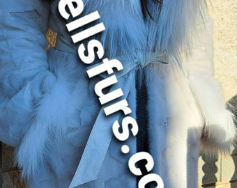 LONG MINK Fur Coat and FOX Hood!brand New Real Natural