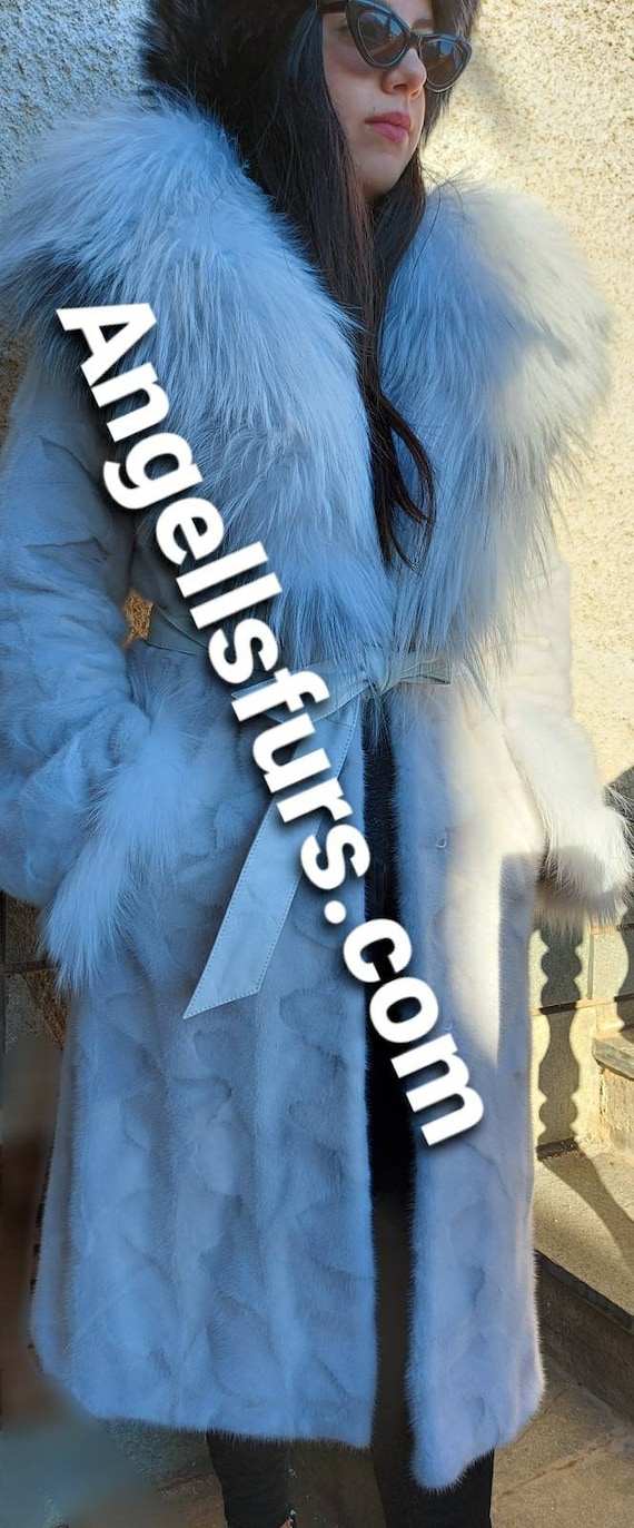 LONG MINK Fur Coat and FOX Hood!brand New Real Natural