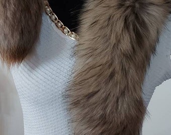 FINN RACCOON Scarf!Brand New Real Natural Genuine Fur